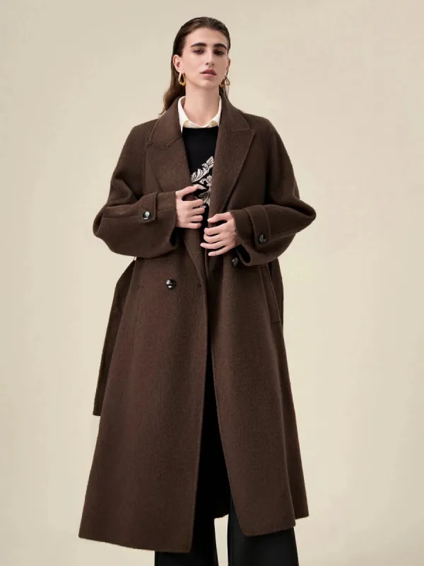 Amoretu Women's 70.9% Wool Peak Lapel Long Sleeve Coat sold by Amoretu