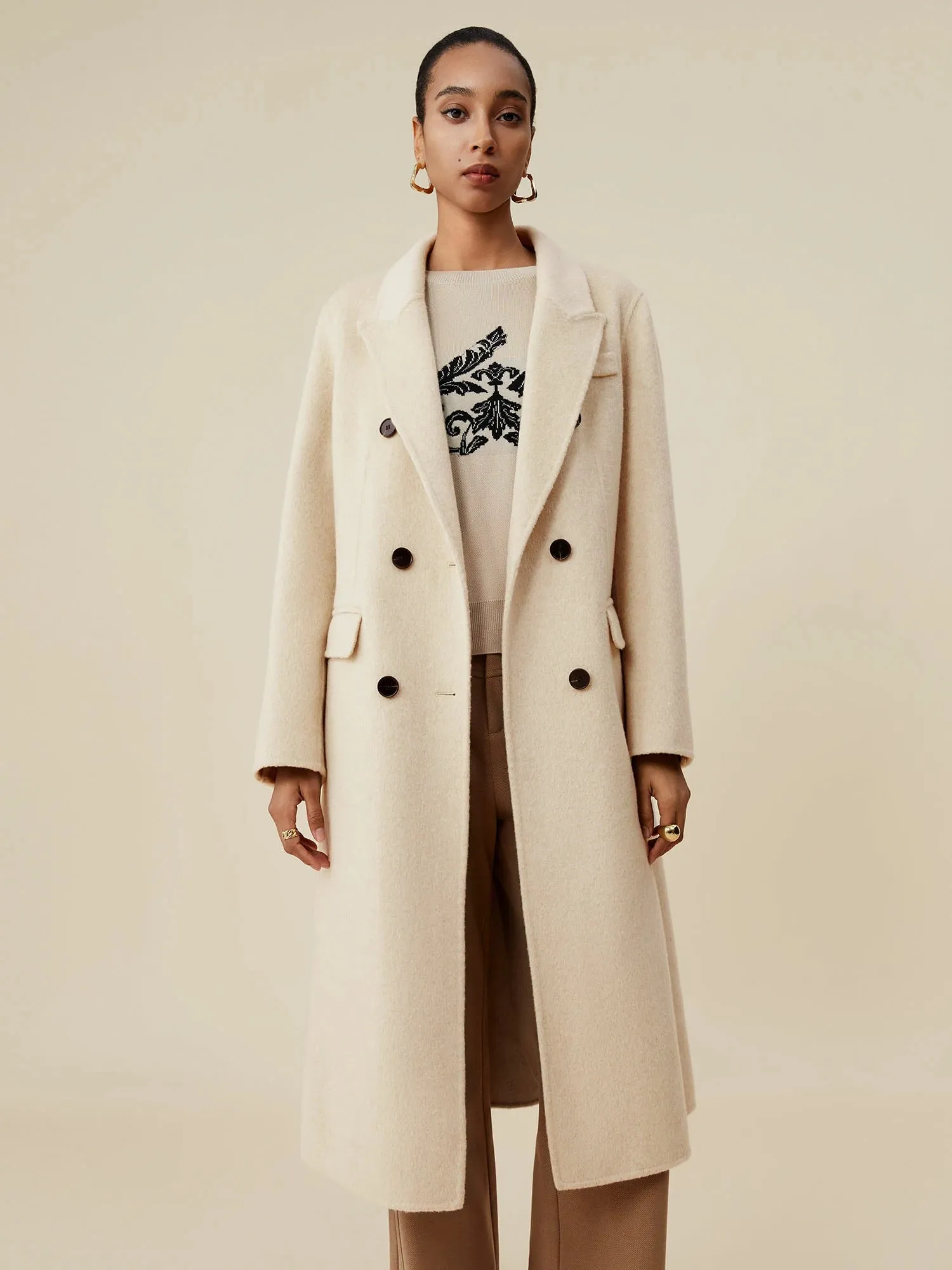 Amoretu Cashmere Wool Notched Lapels Double Breasted Coat sold by Amoretu product image thumbnail 3