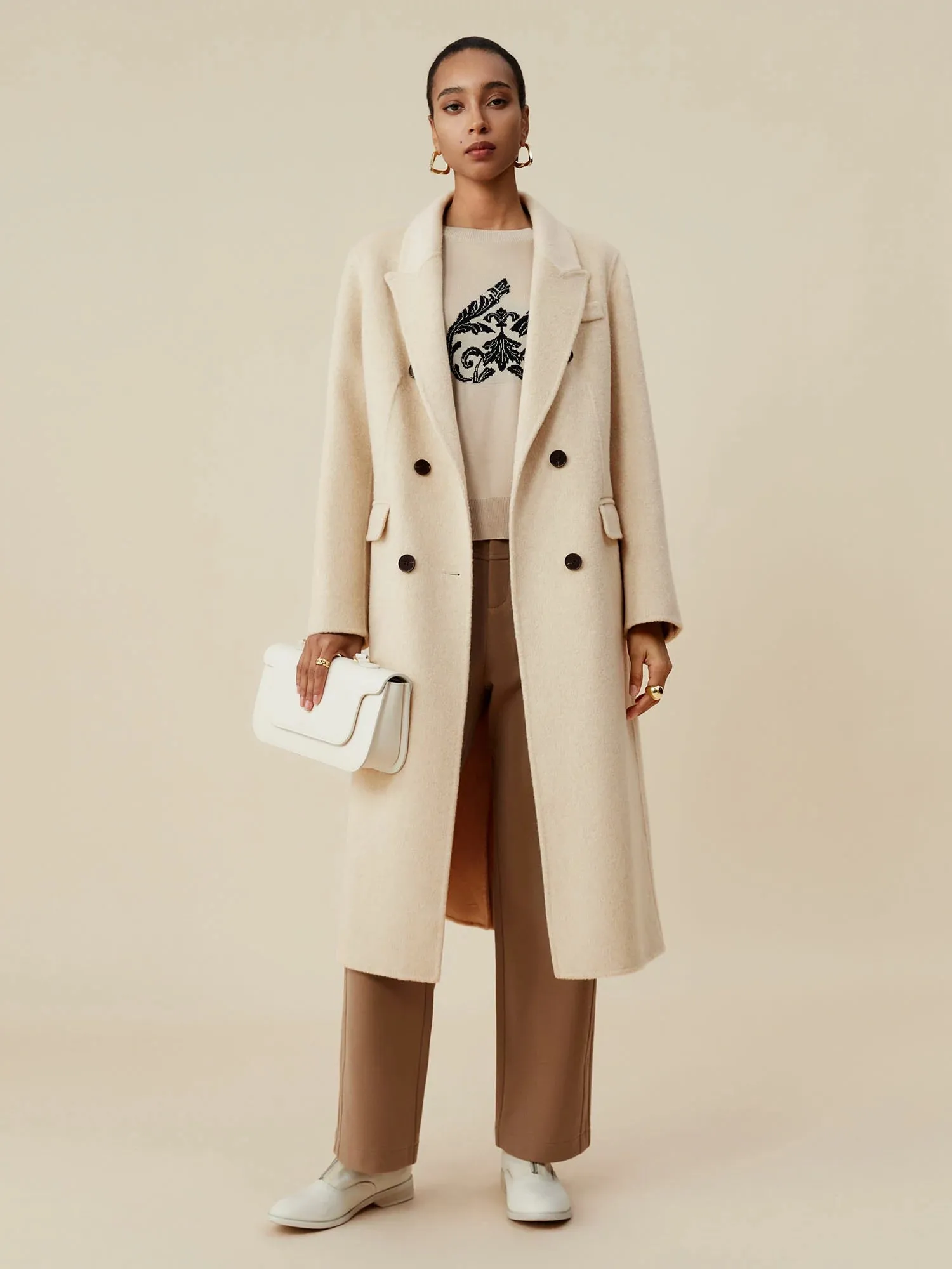 Amoretu Cashmere Wool Notched Lapels Double Breasted Coat sold by Amoretu product image thumbnail 2