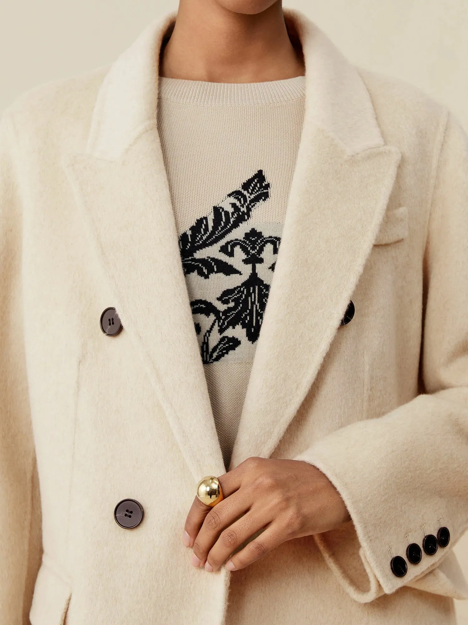 Amoretu Cashmere Wool Notched Lapels Double Breasted Coat sold by Amoretu product image thumbnail 5