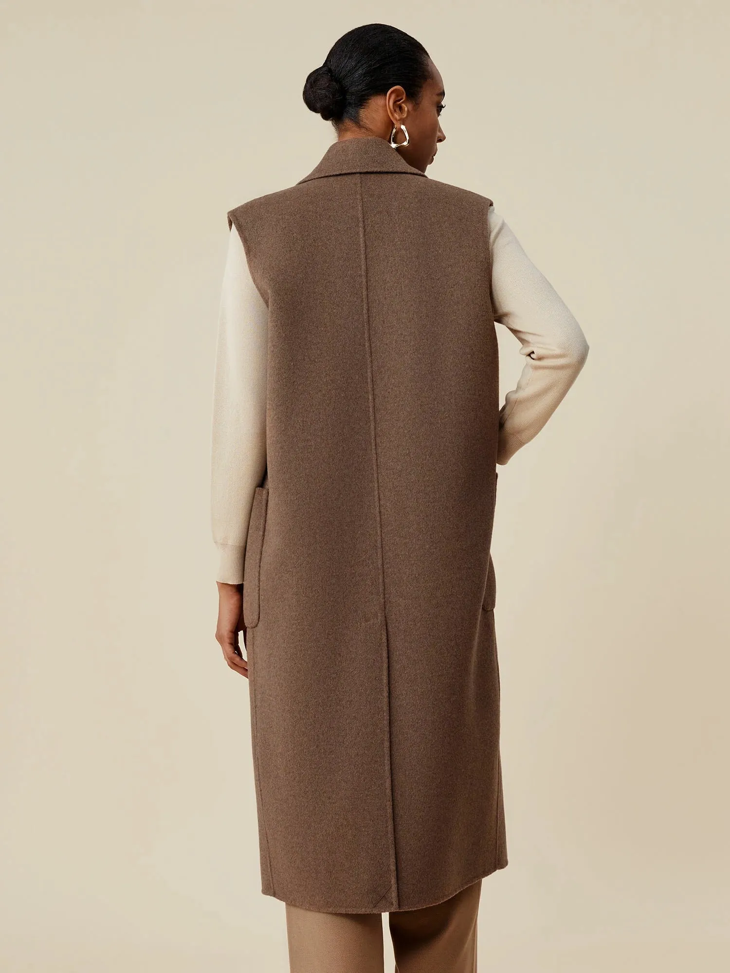 Amoretu 100% Wool Notch Lapel Sleeveless Vest Coat sold by Amoretu product image thumbnail 3
