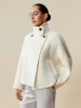 70.9% Wool Stand Collar Long Sleeve Wool Short Coat sold by Amoretu