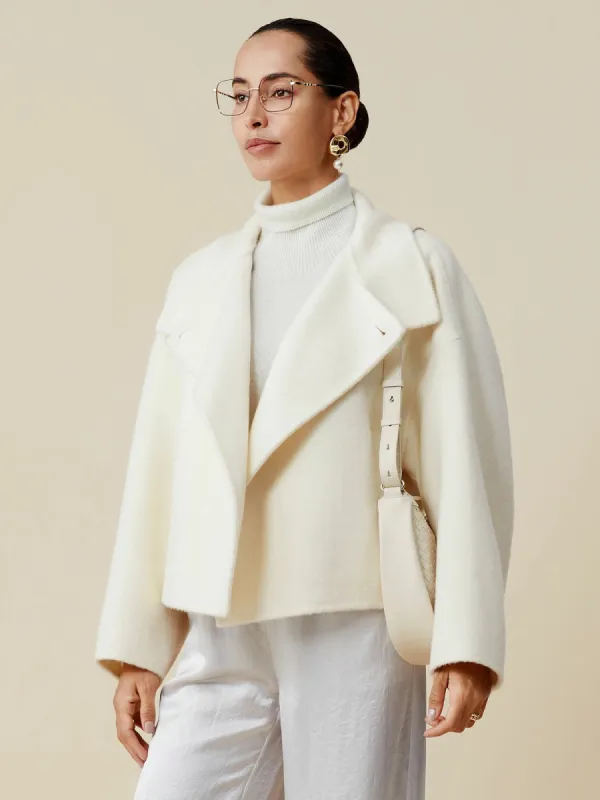 Amoretu 70.9% Wool Stand Collar Long Sleeve Wool Short Coat sold by Amoretu