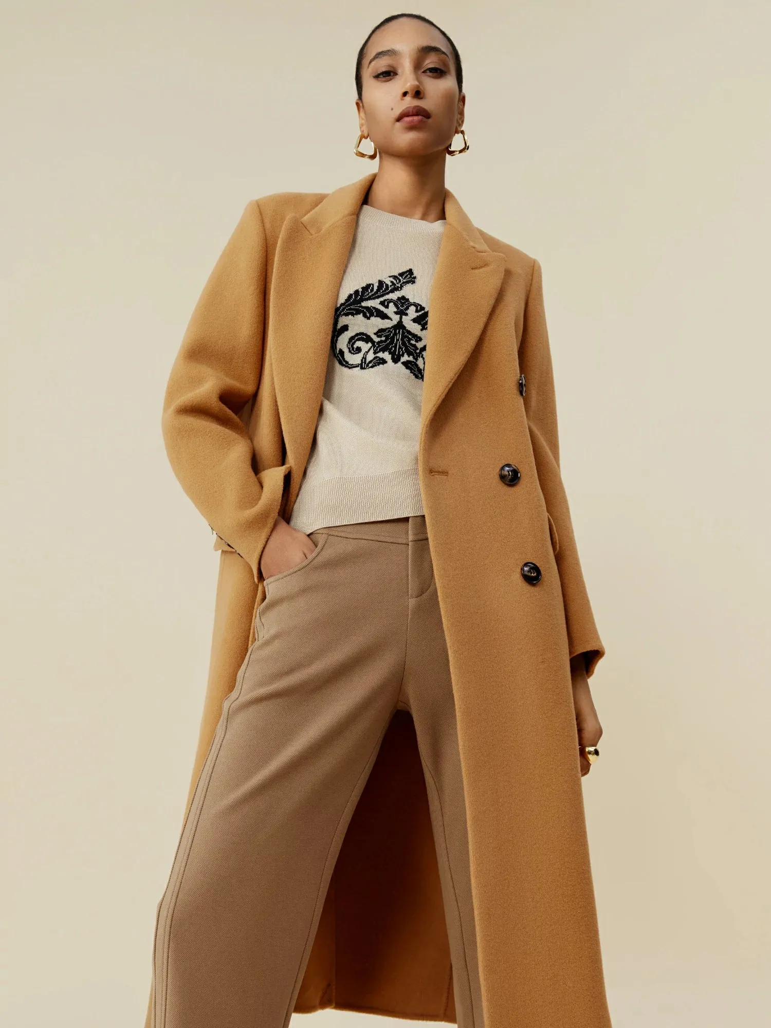 Amoretu Wool Notched Lapel Double Breasted Coat sold by Amoretu