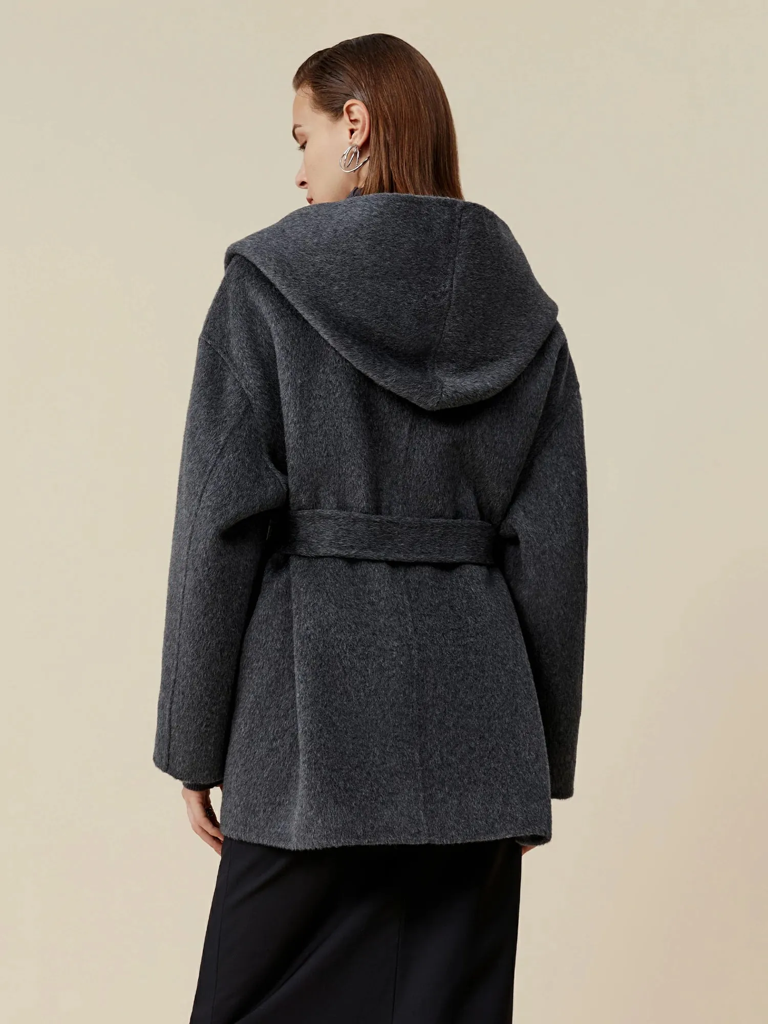 Amoretu 70.9% Wool Hooded Long Sleeve Coat sold by Amoretu product image thumbnail 4