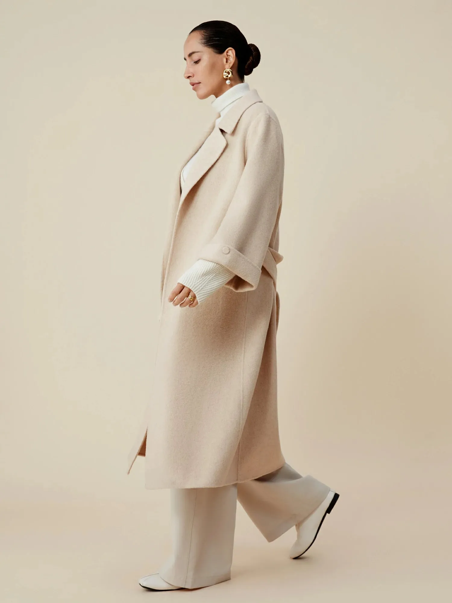 Amoretu Cashmere & Wool Notched Lapel Long Sleeve Coat sold by Amoretu product image thumbnail 2
