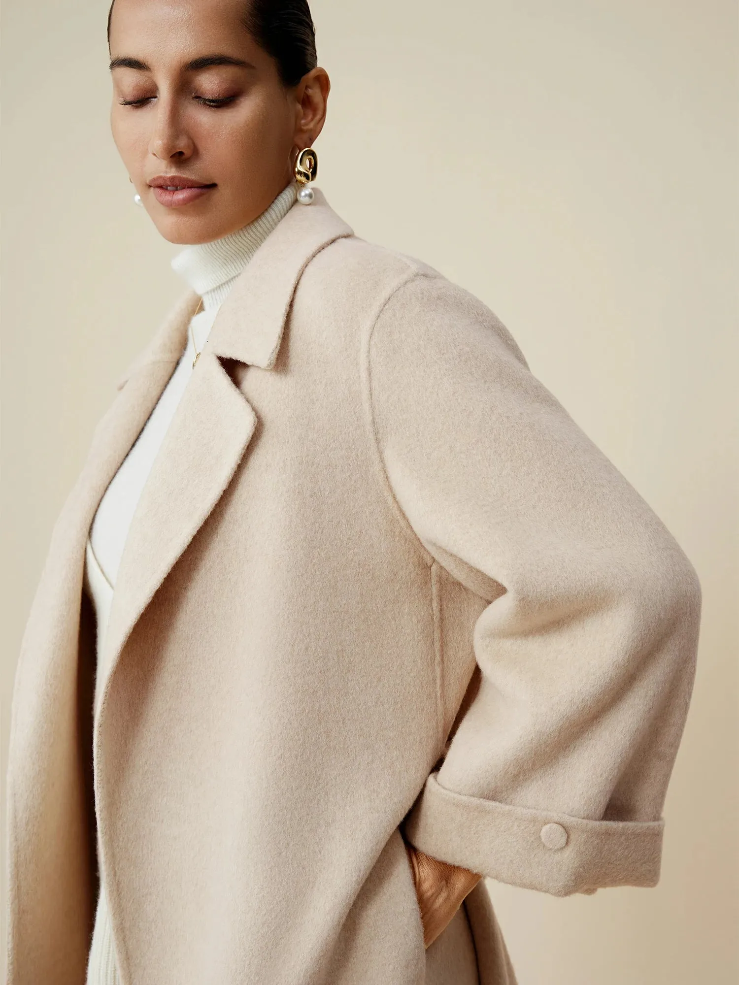 Amoretu Cashmere & Wool Notched Lapel Long Sleeve Coat sold by Amoretu product image thumbnail 5