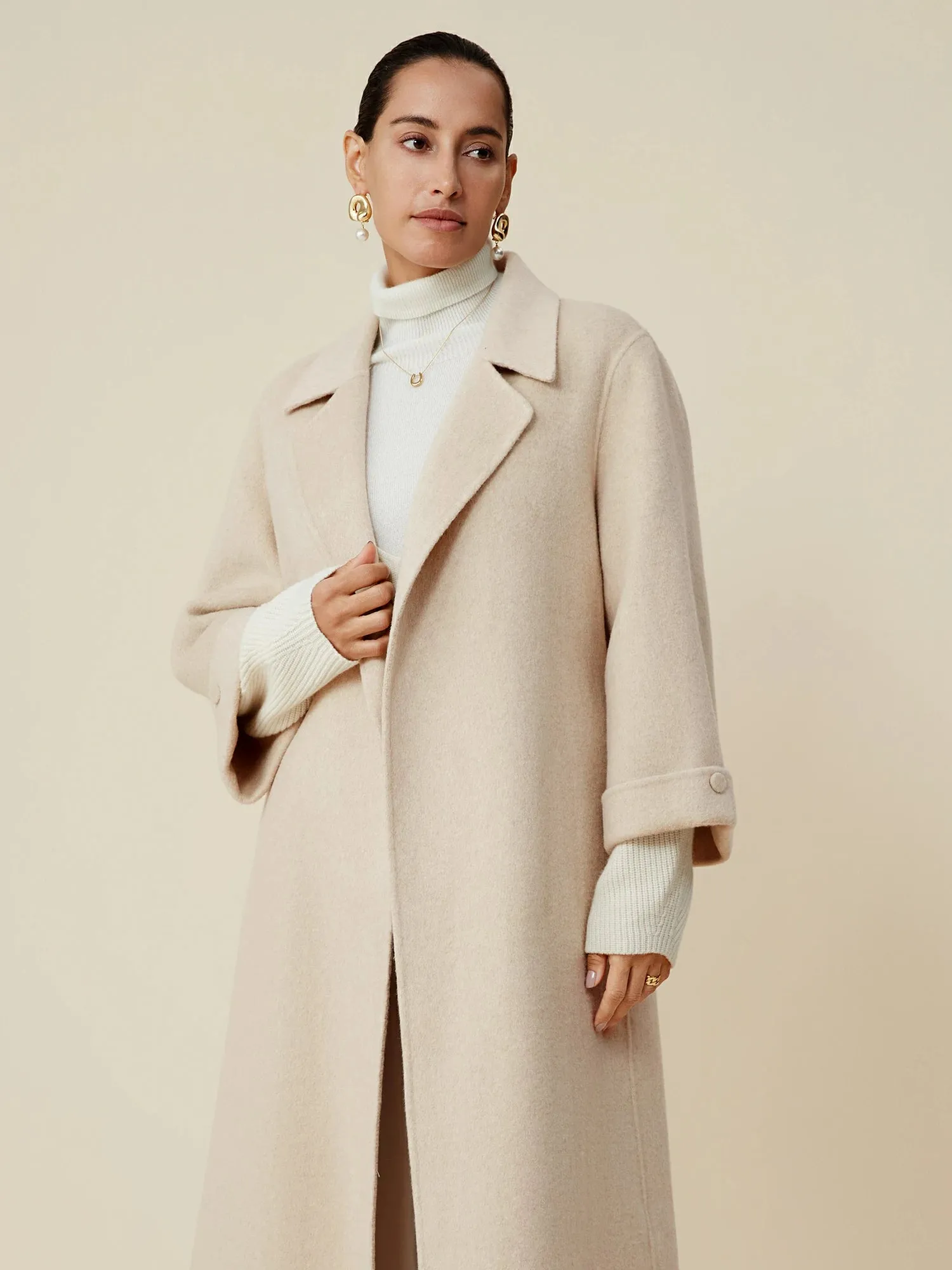 Amoretu Cashmere & Wool Notched Lapel Long Sleeve Coat sold by Amoretu