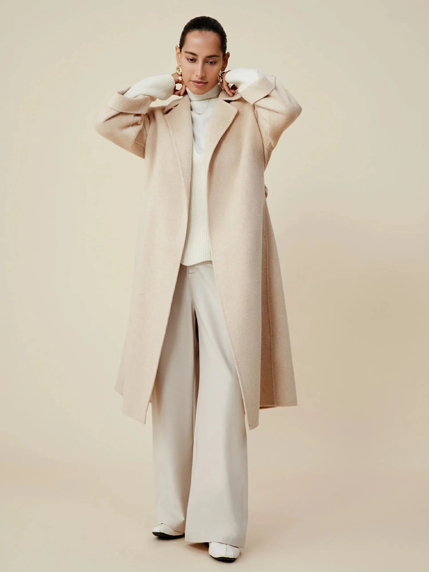 Amoretu Cashmere & Wool Notched Lapel Long Sleeve Coat sold by Amoretu product image thumbnail 3