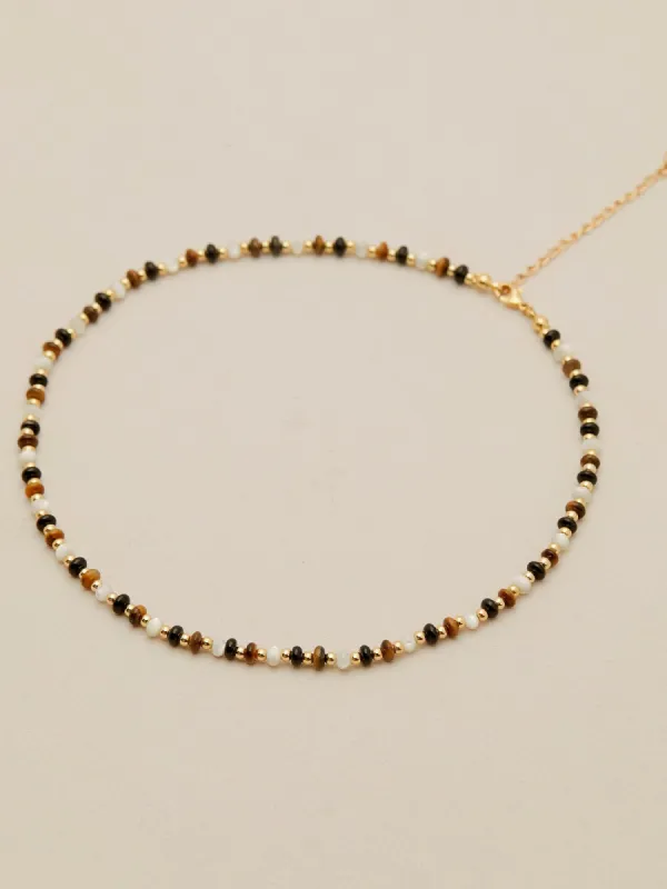 Amoretu Tiger Eye Color Beaded Clavicle Necklace sold by Amoretu
