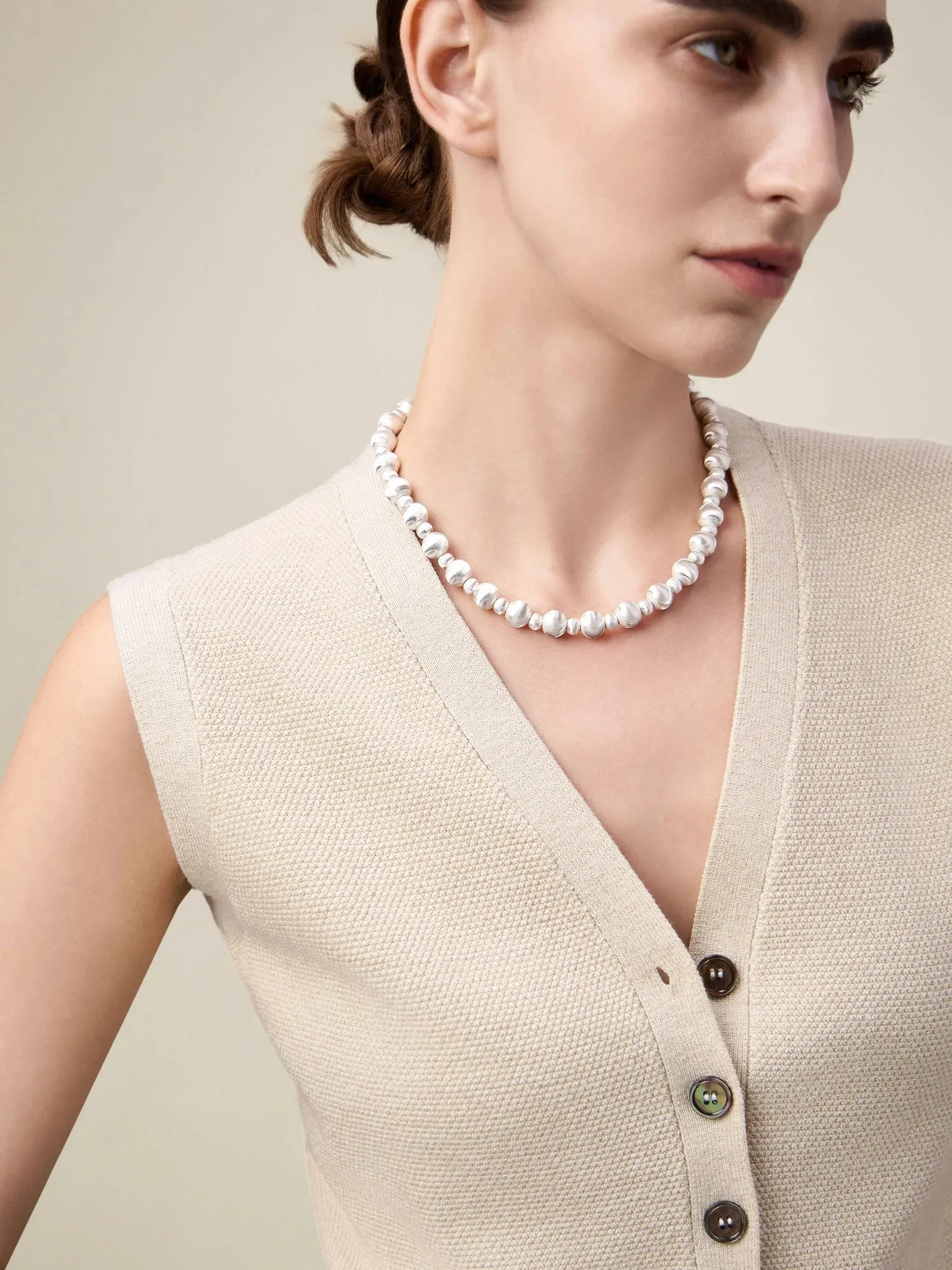 Amoretu Brushed Ball Bead Necklace sold by Amoretu product image thumbnail 2