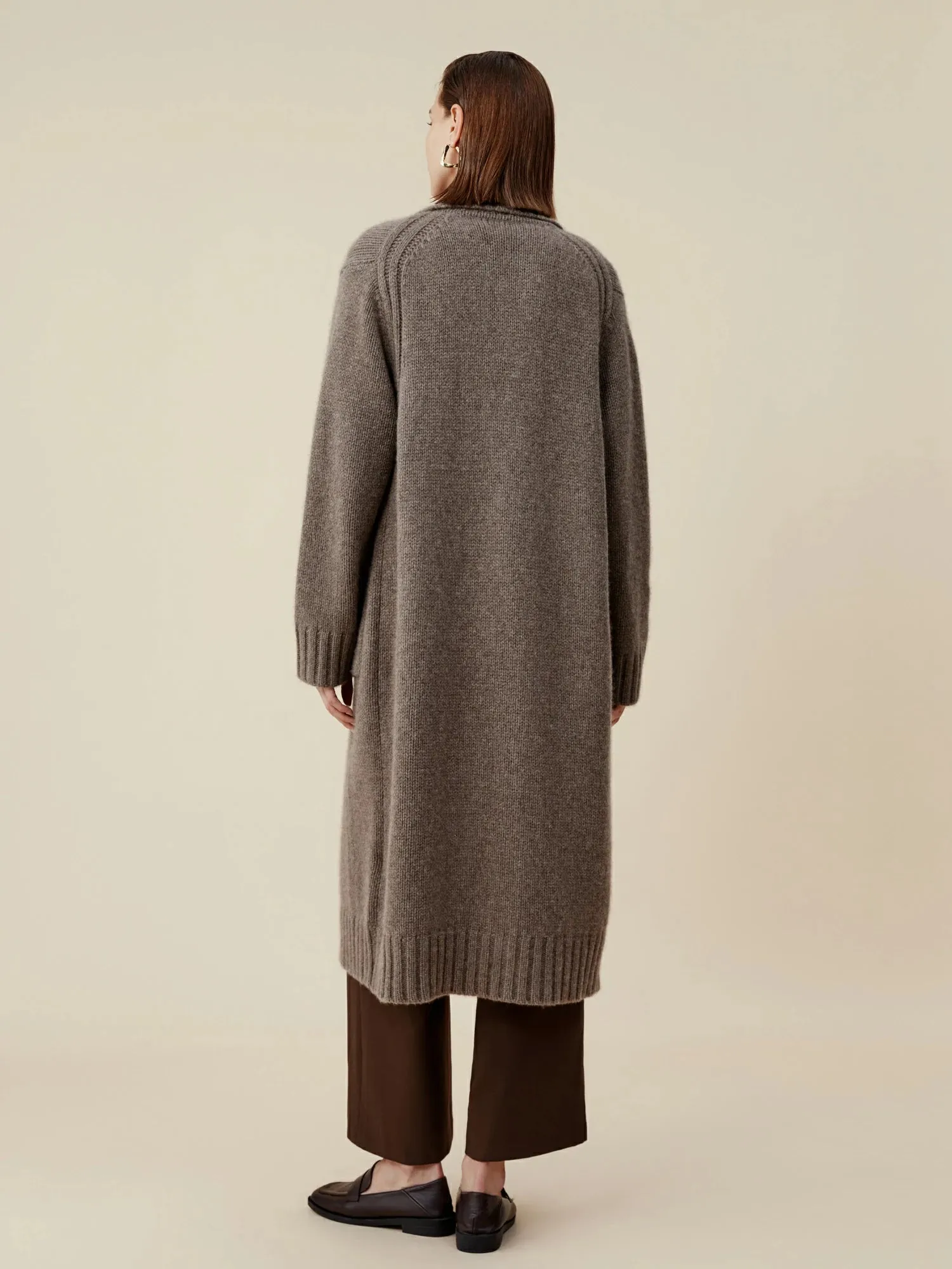 Amoretu 100% Natural Yakwool Cashmere Lapel Long Sleeve Knit Coat sold by Amoretu product image thumbnail 3