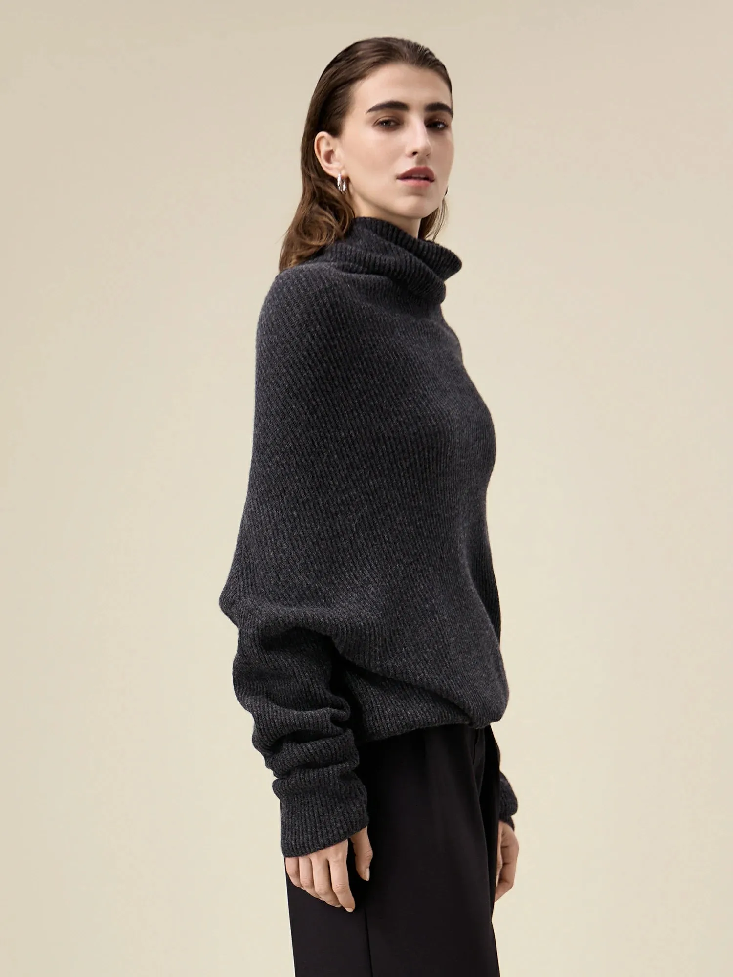 Amoretu 100% Wool Turtleneck Drop-Shoulder Sweater sold by Amoretu product image thumbnail 3