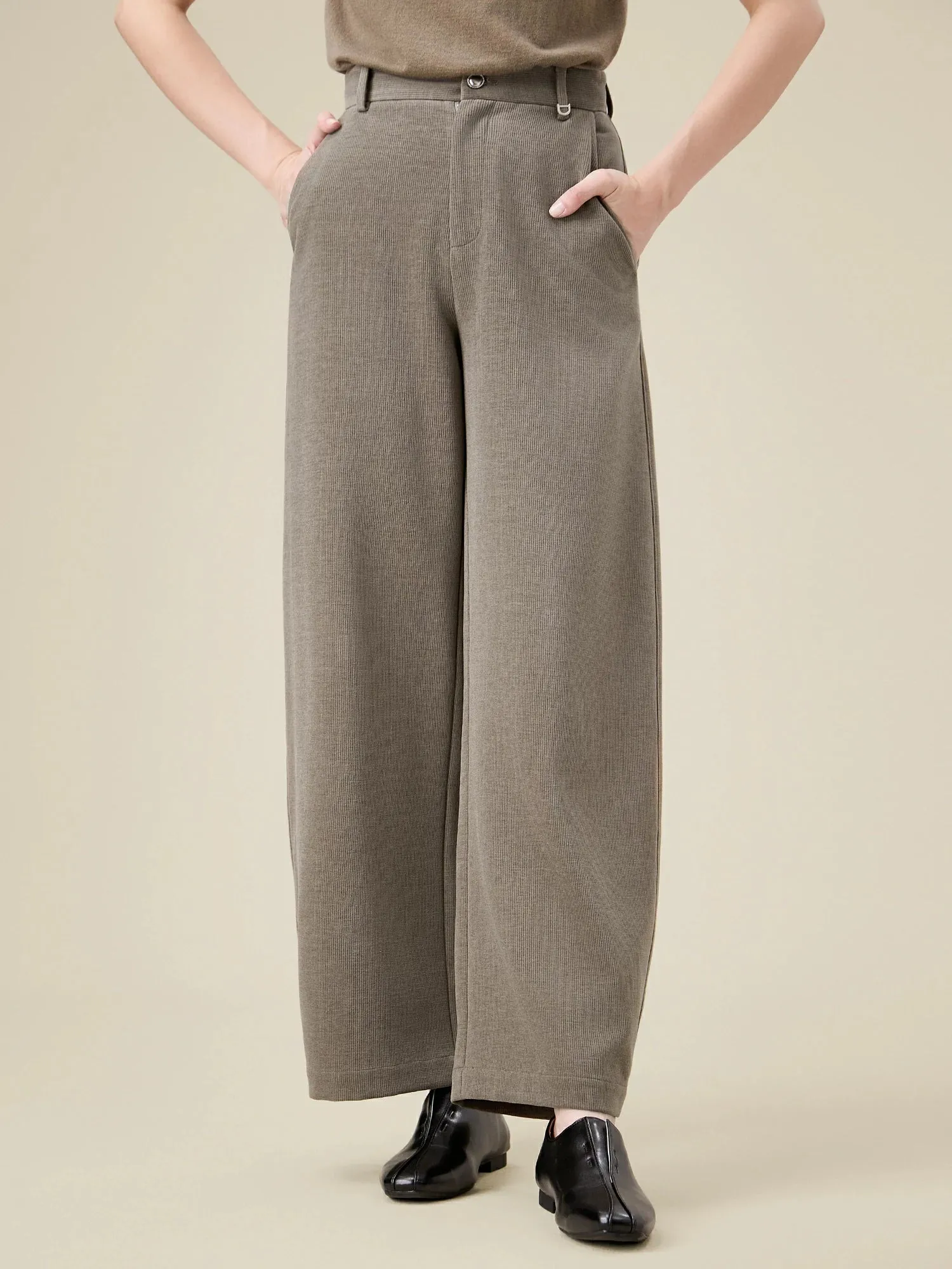 Amoretu High-Waist Vertical Striped Textured Wide-Leg Pants sold by Amoretu