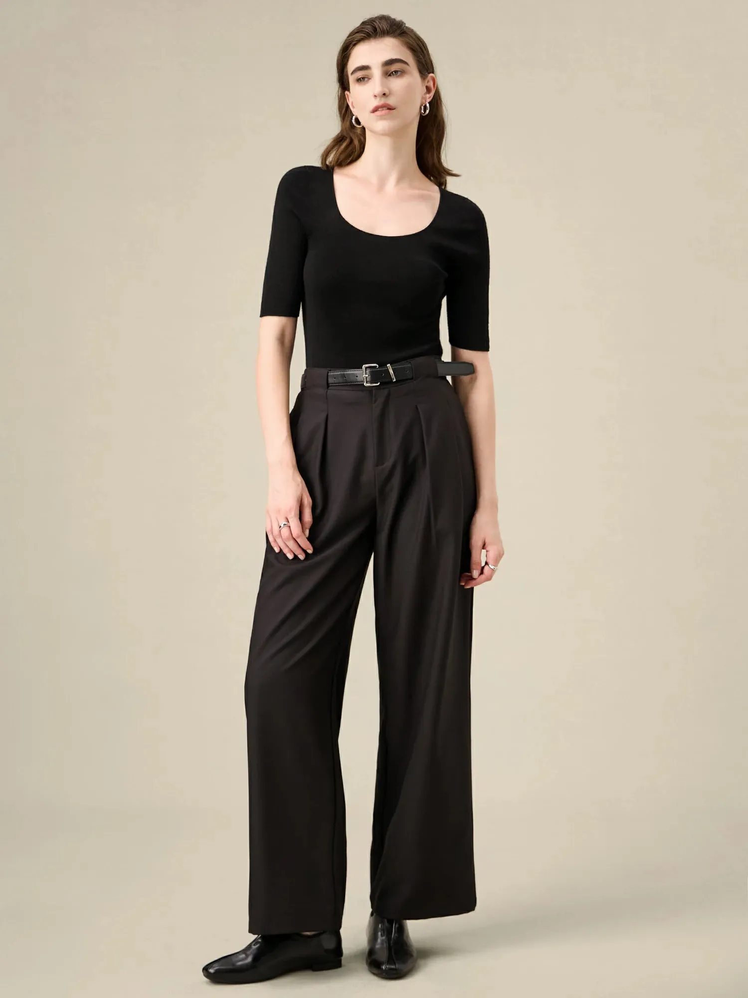 Amoretu Lyocell & Acetate Business Work Loose-Fit Pants sold by Amoretu product image thumbnail 3