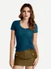 Amoretu Women's U Neck Short Sleeve Casual Basic Slim Fitted Tee Shirt Top sold by Amoretu