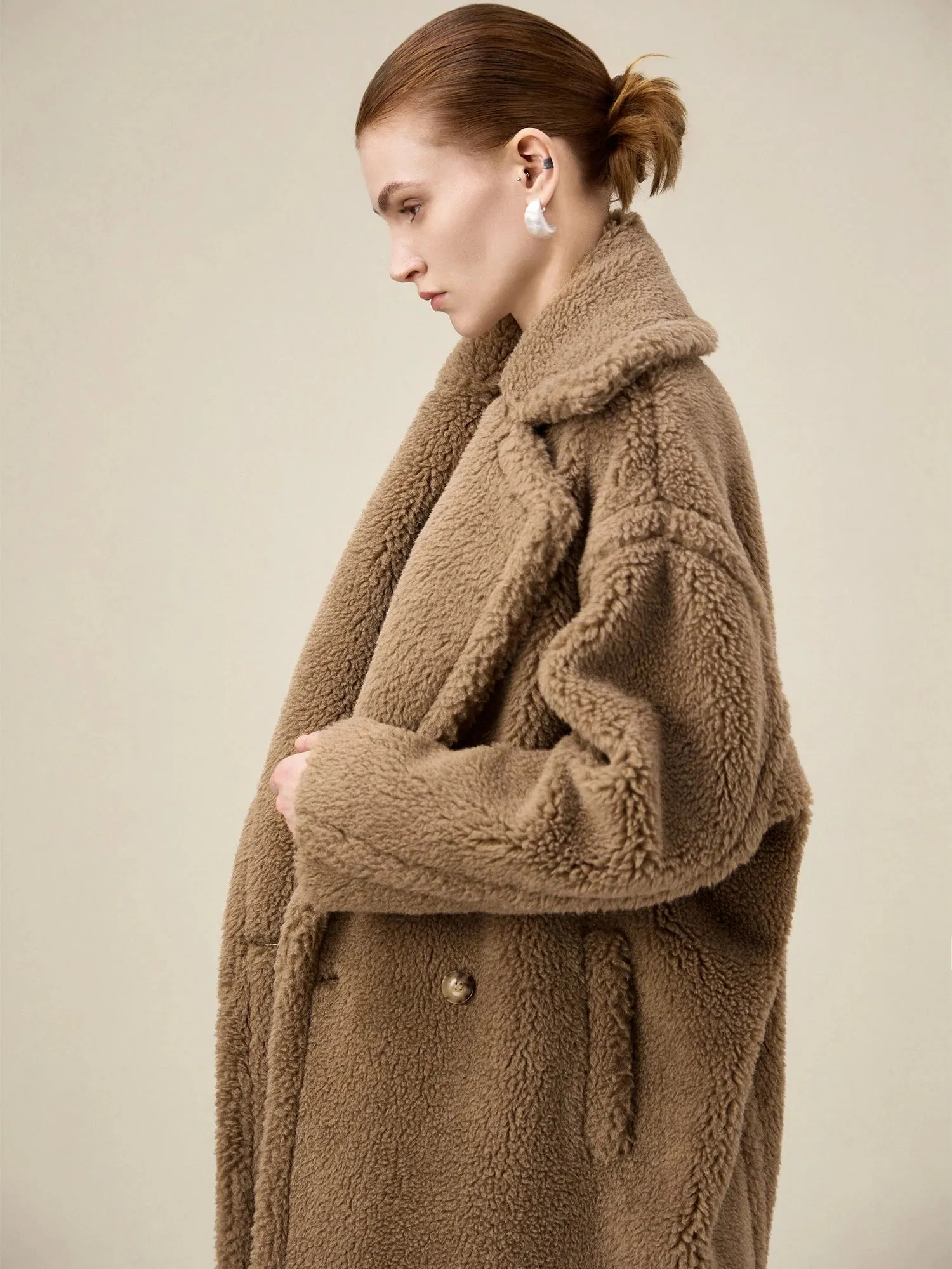 (FINAL SALE) 55.4% Wool Notch Lapel Long Sleeve Plush Coat sold by Amoretu product image thumbnail 5