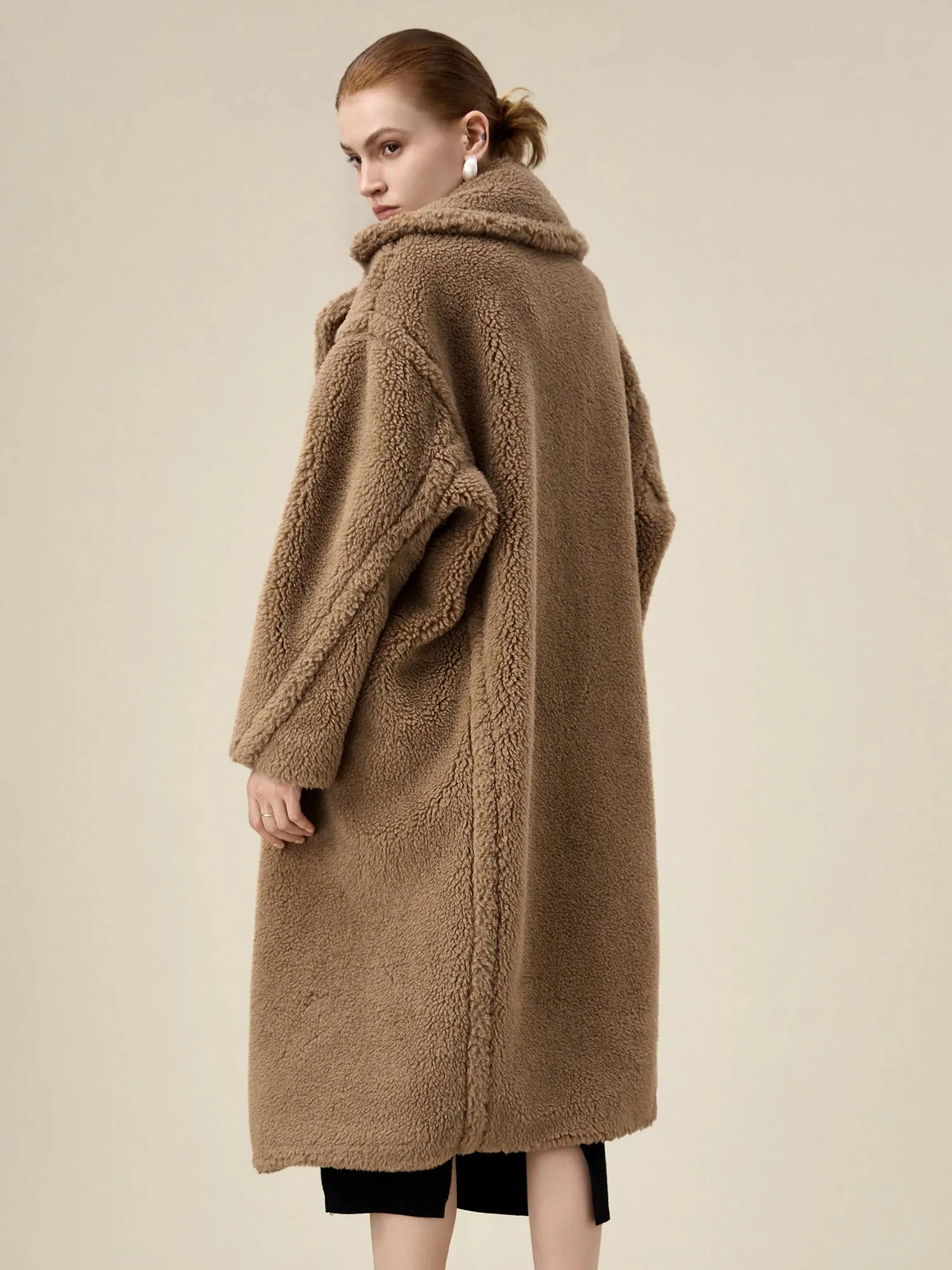 (FINAL SALE) 55.4% Wool Notch Lapel Long Sleeve Plush Coat sold by Amoretu product image thumbnail 4