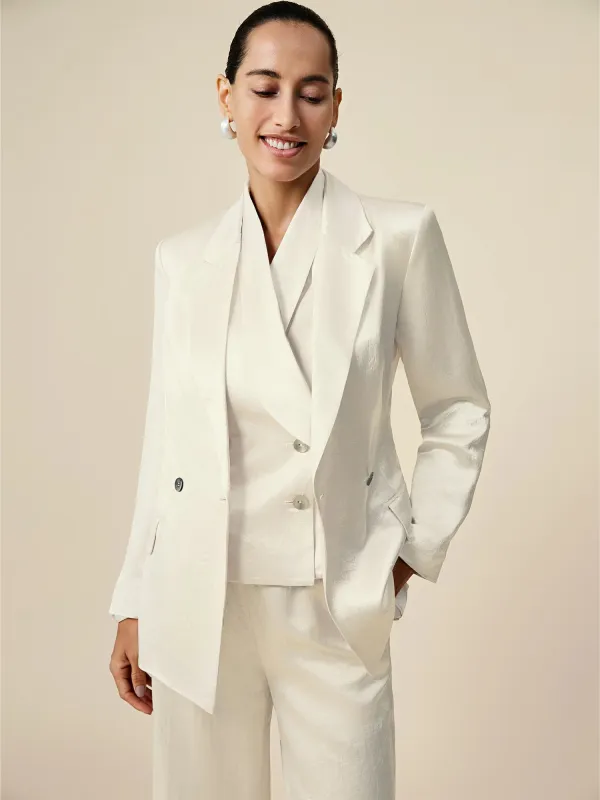 Amoretu 100% Acetate Crushed Satin Blazer sold by Amoretu