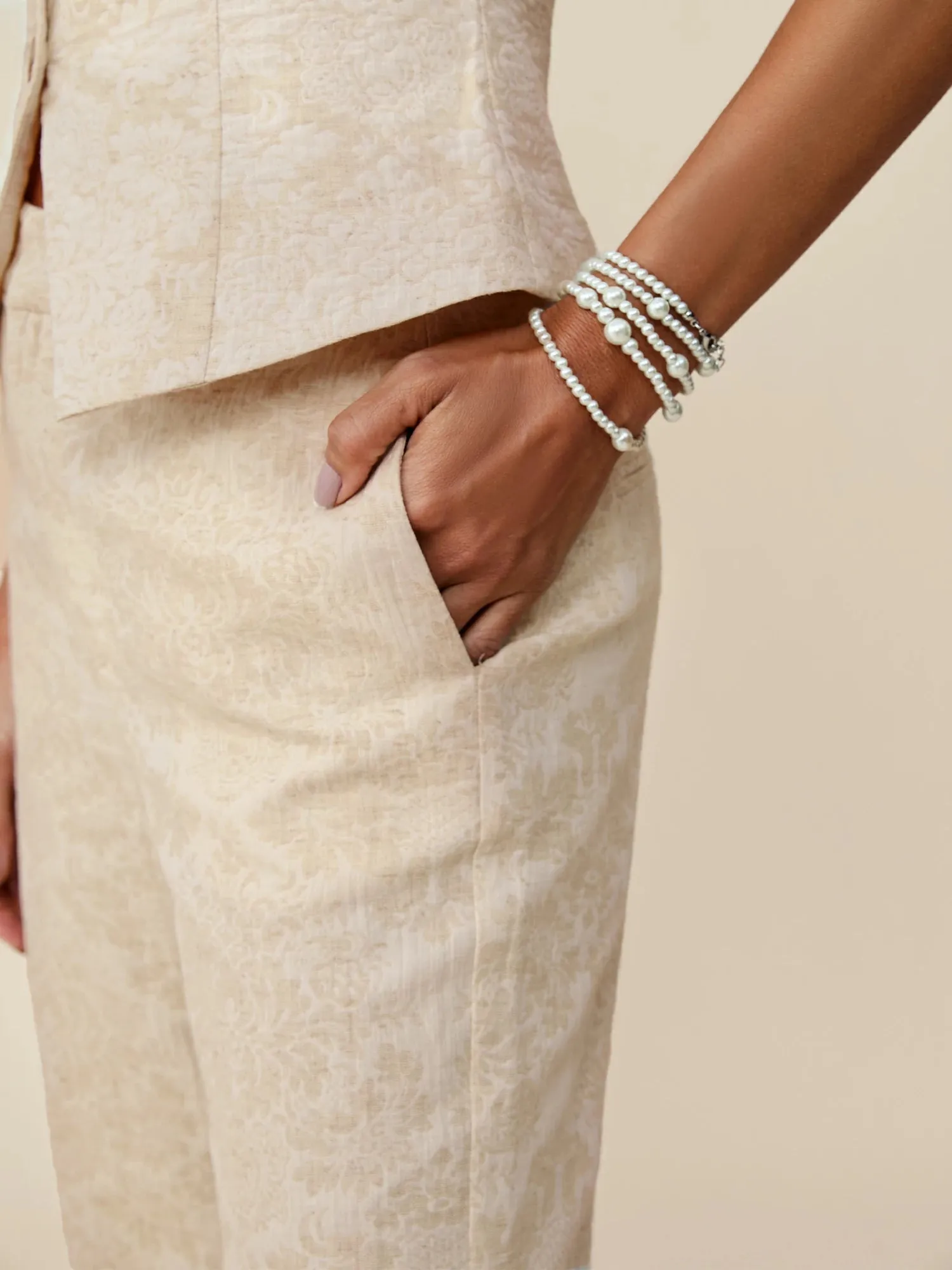 Amoretu Cotton & Linen Jacquard Suit Pants sold by Amoretu product image thumbnail 5