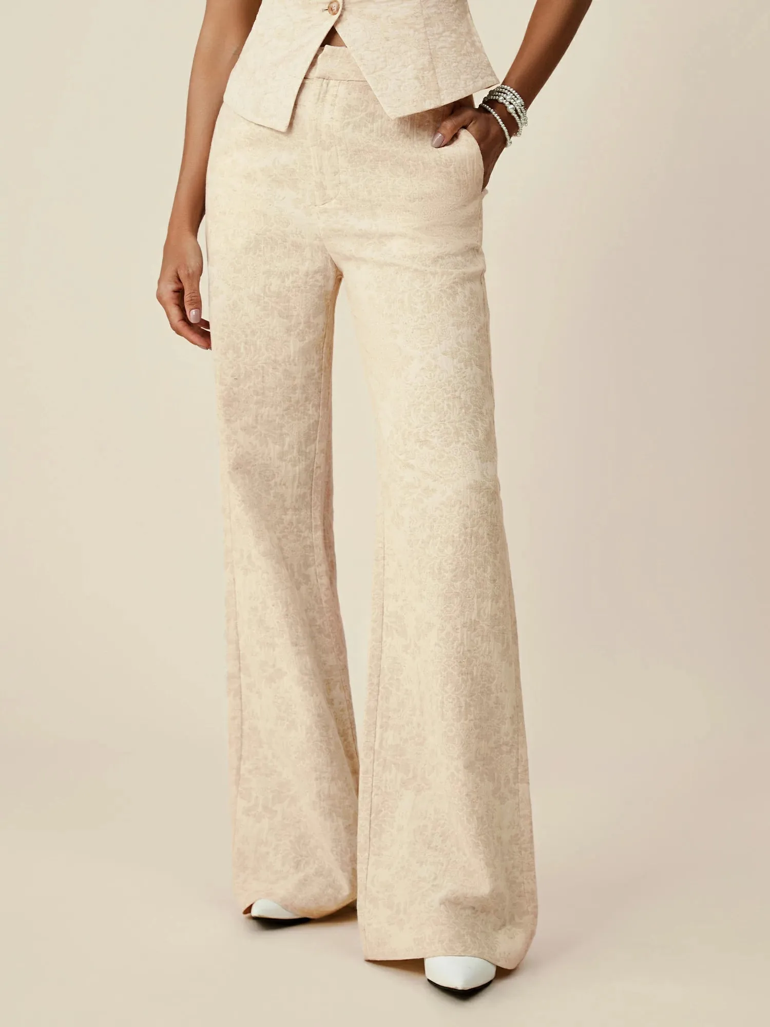 Amoretu Cotton & Linen Jacquard Suit Pants sold by Amoretu