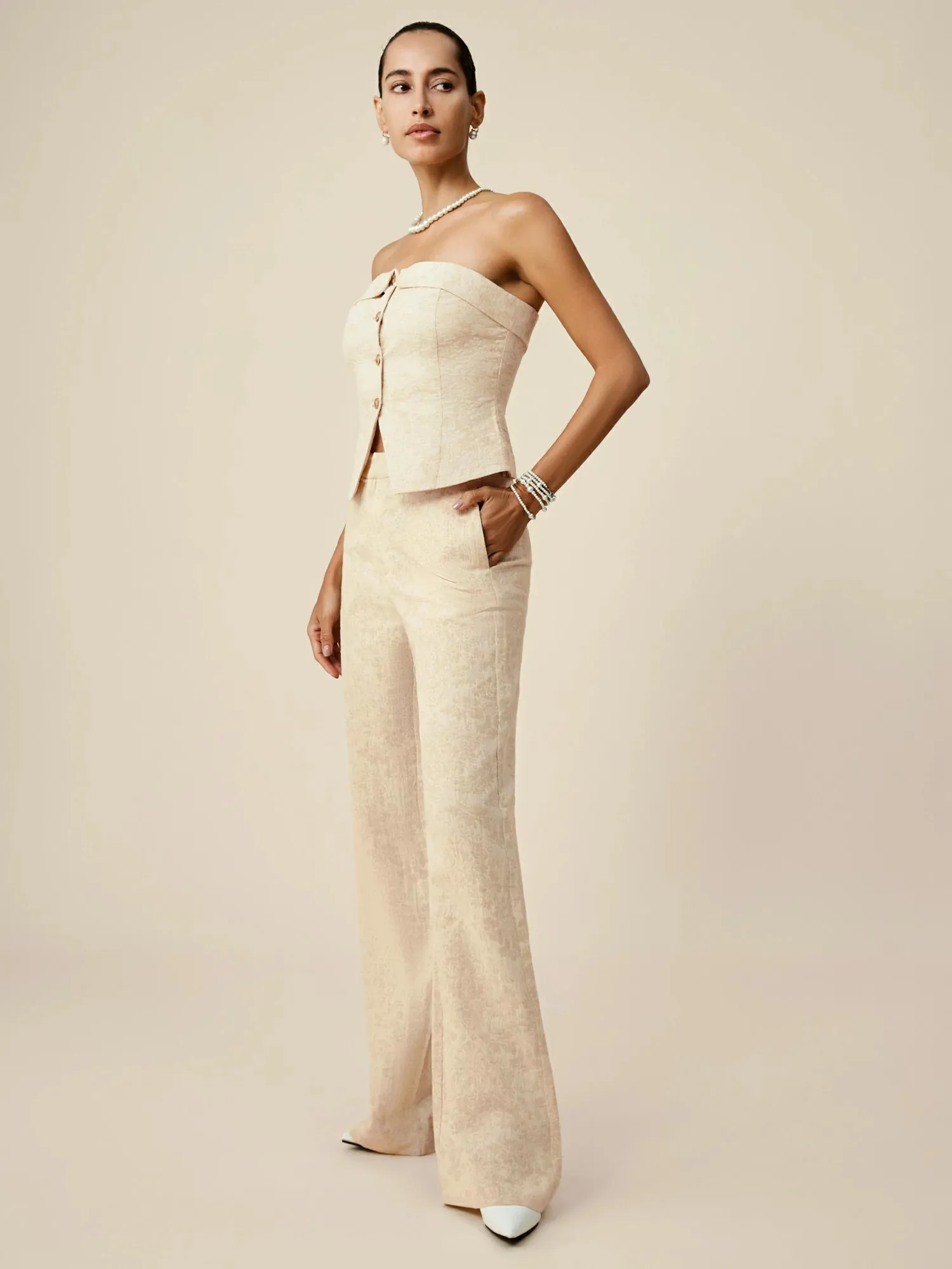 Amoretu Cotton & Linen Jacquard Suit Pants sold by Amoretu product image thumbnail 3