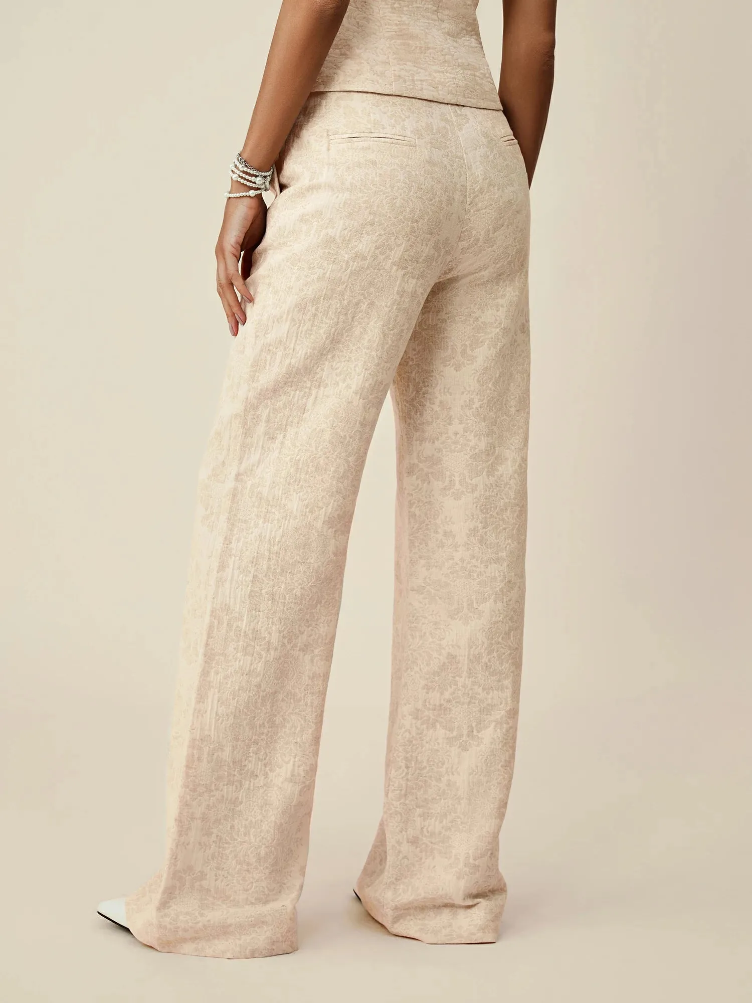 Amoretu Cotton & Linen Jacquard Suit Pants sold by Amoretu product image thumbnail 2