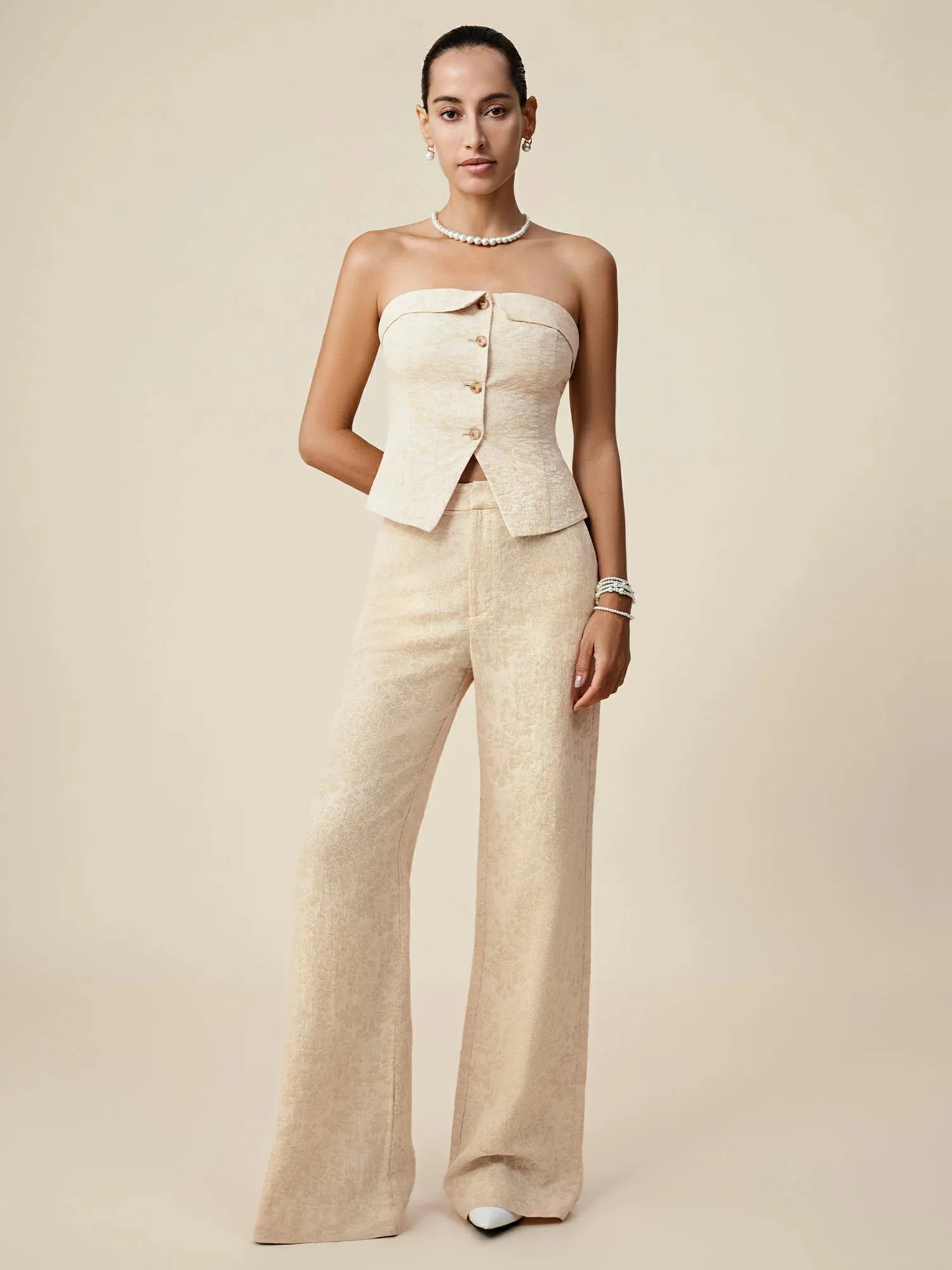 Amoretu Cotton & Linen Jacquard Suit Pants sold by Amoretu product image thumbnail 4
