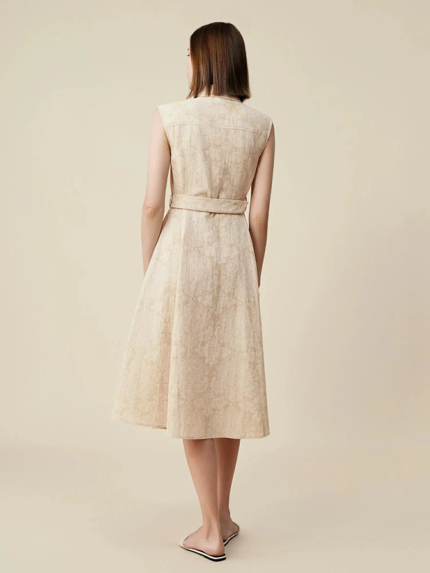 Amoretu Cotton & Linen Lapel Sleeveless Dress sold by Amoretu product image thumbnail 3