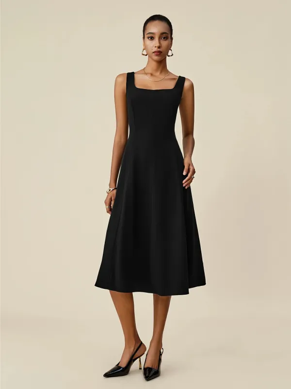 Amoretu 47% Acetate U-Neck A-Line Sleeveless Dress sold by Amoretu