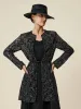 Amoretu Round Neck Long Sleeve Silver Metallic Lace Jacket sold by Amoretu