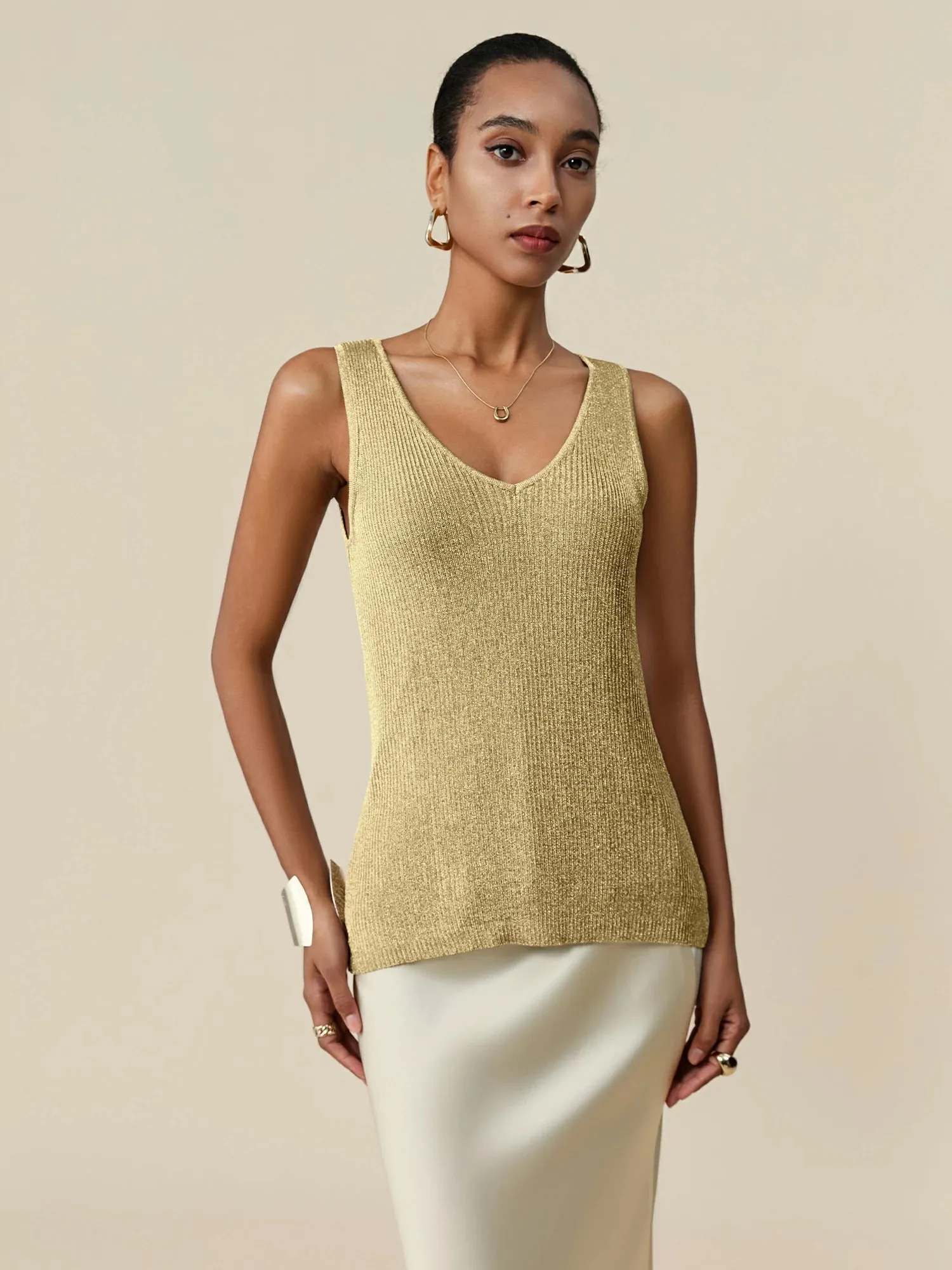 Amoretu V-neck Glitter Vest sold by Amoretu