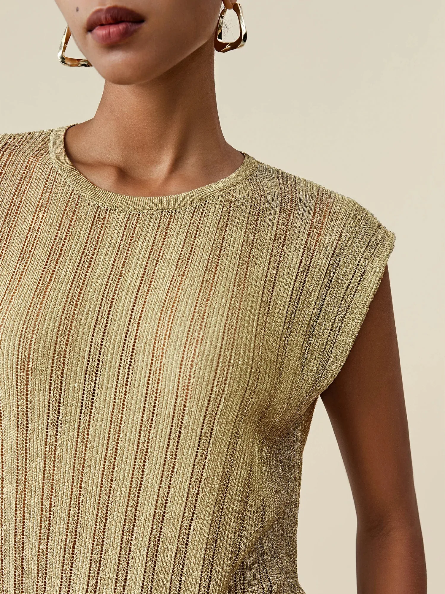 Amoretu Round Neck Glitter Knit Vest sold by Amoretu product image thumbnail 5
