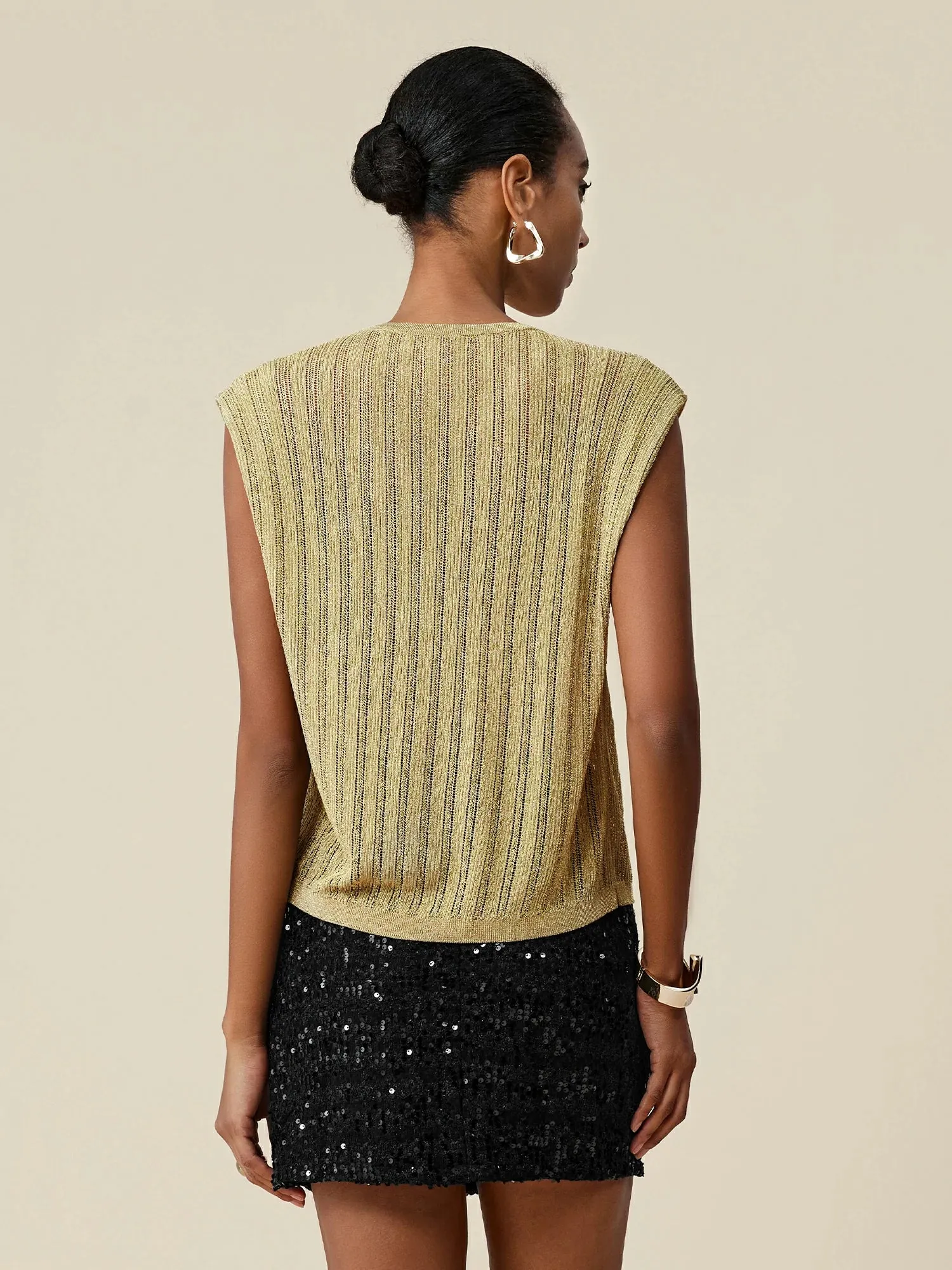 Amoretu Round Neck Glitter Knit Vest sold by Amoretu product image thumbnail 4