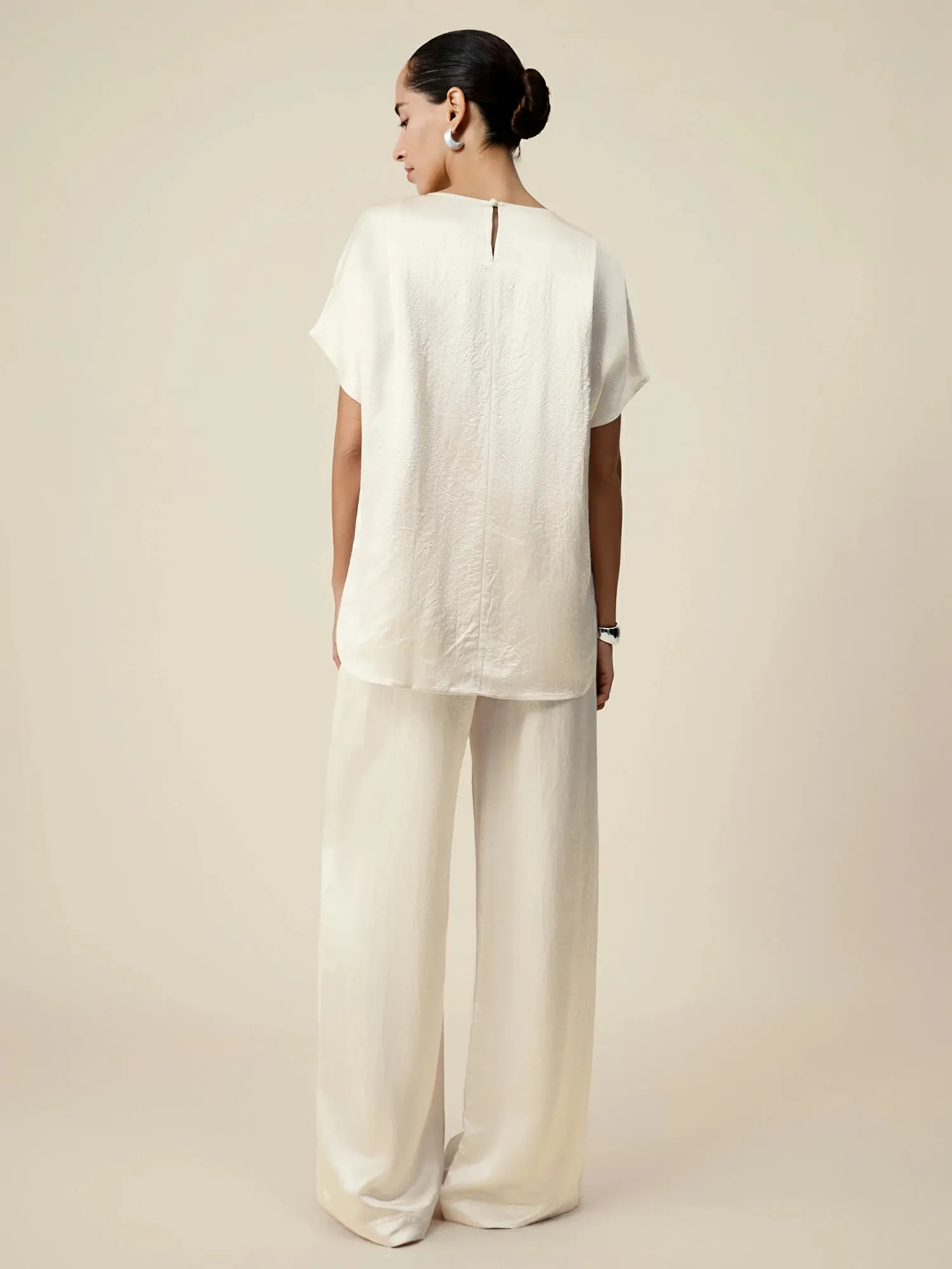 Amoretu 100% Acetate Round Neck Satin Top sold by Amoretu product image thumbnail 3