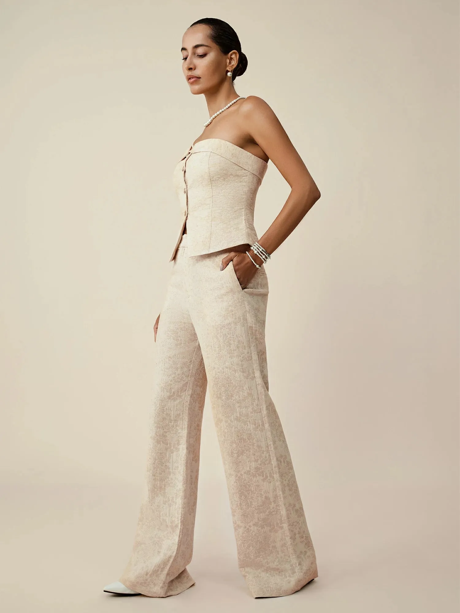 Amoretu Cotton & Linen Jacquard Tube Top Vest sold by Amoretu product image thumbnail 3