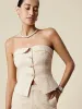 Amoretu Cotton & Linen Jacquard Tube Top Vest sold by Amoretu