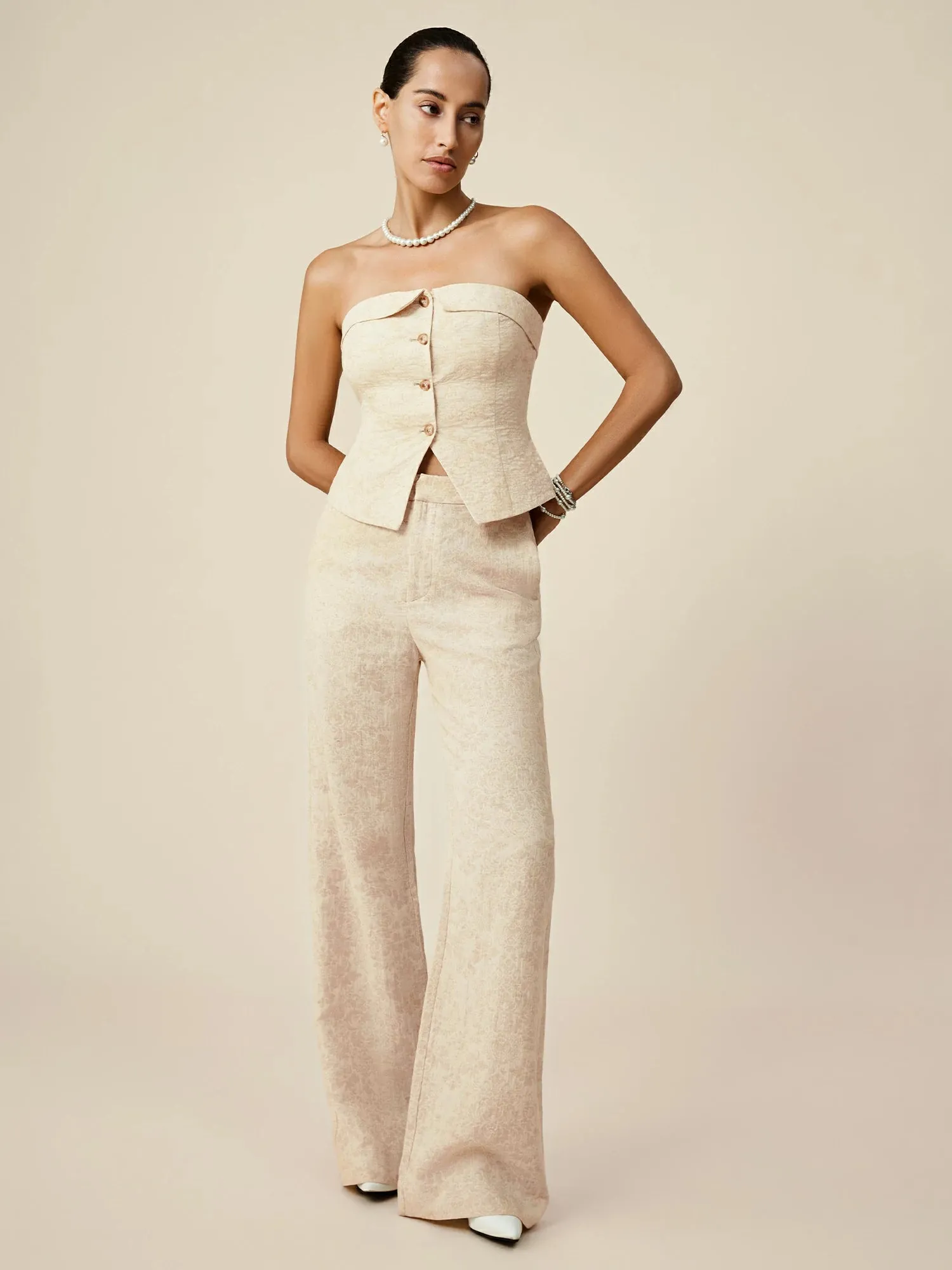 Amoretu Cotton & Linen Jacquard Tube Top Vest sold by Amoretu product image thumbnail 2