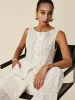 Amoretu 50% Cotton Boat Neck Embroidered Lace Vest sold by Amoretu