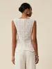 Amoretu 50% Cotton Boat Neck Embroidered Lace Vest sold by Amoretu