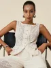 Amoretu 50% Cotton Boat Neck Embroidered Lace Vest sold by Amoretu
