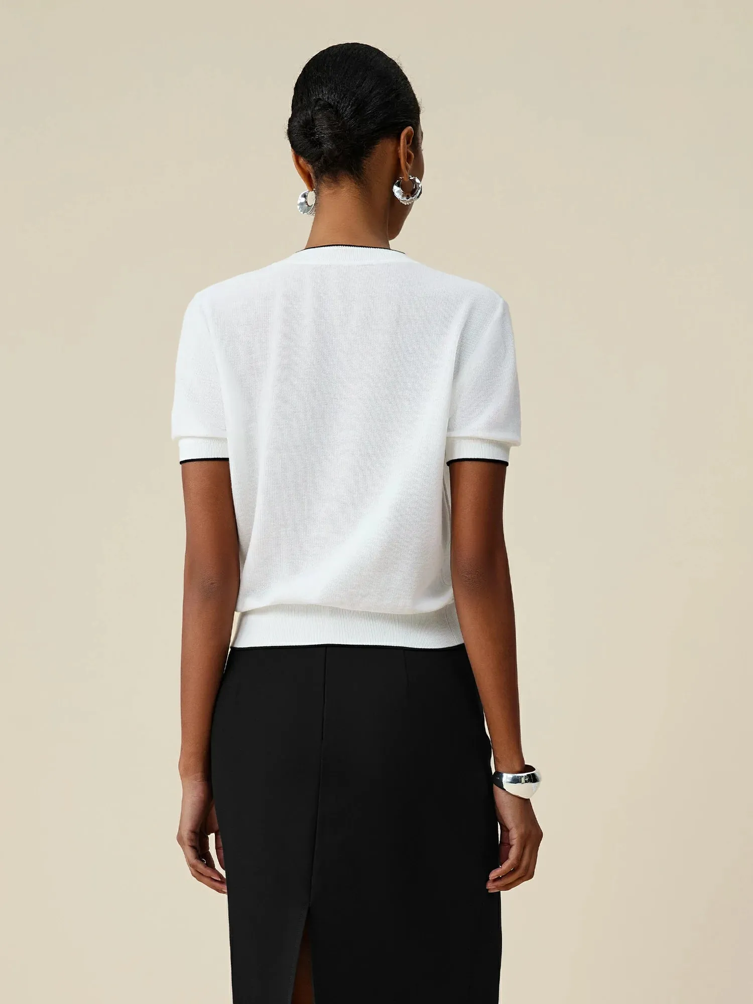 Amoretu Tencel Round Neck Contrast Trim Top sold by Amoretu product image thumbnail 3