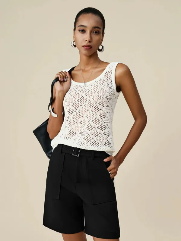 Amoretu Lyocell & Wool U-Neck Simple Vest sold by Amoretu