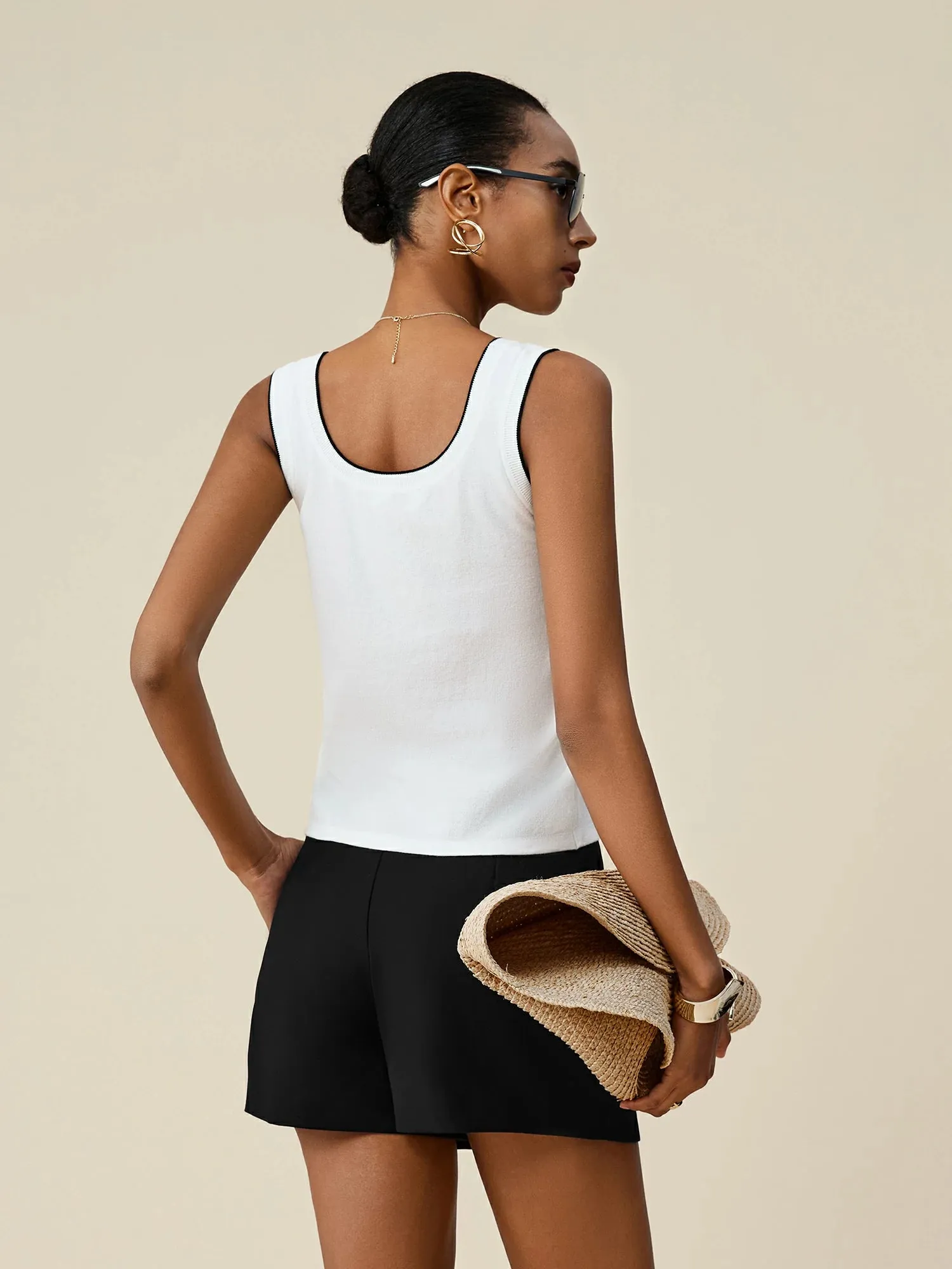 Amoretu Tencel U-Neck Contrast Trim Vest sold by Amoretu product image thumbnail 4