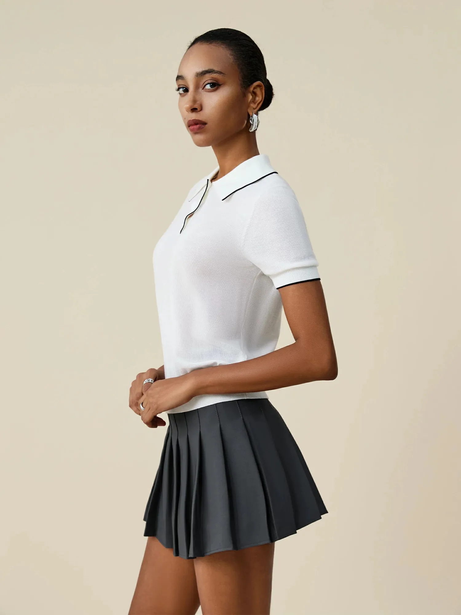 Amoretu Tencel Polo Collar Top sold by Amoretu product image thumbnail 3