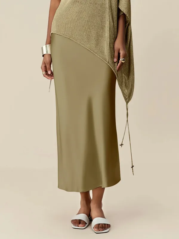 Amoretu Acetate Satin Skirt sold by Amoretu