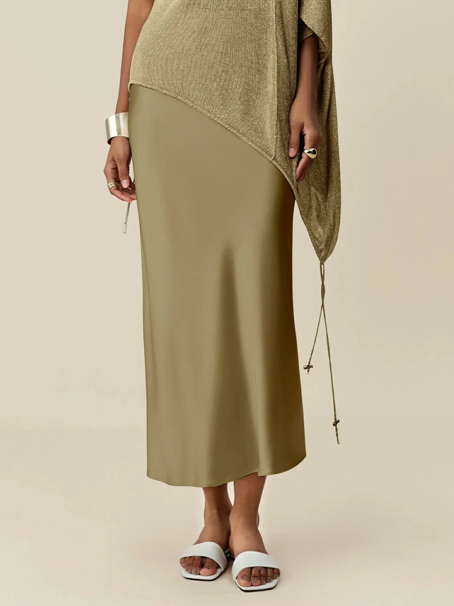 Amoretu Acetate Satin Skirt sold by Amoretu