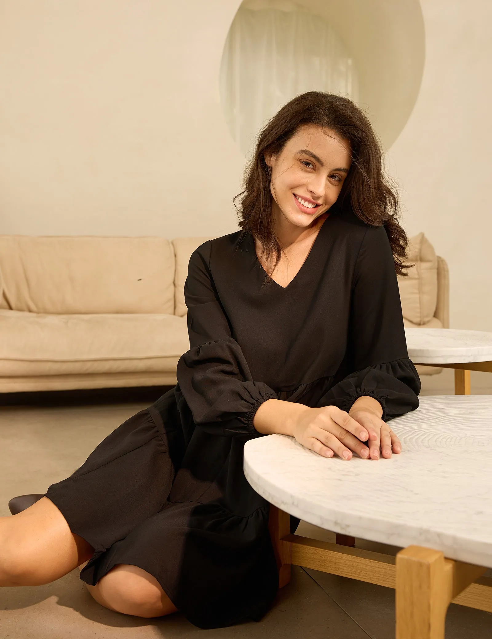 Long Sleeve Casual Tunic Loose Flowy Swing Shift Dress sold by Amoretu product image thumbnail 5