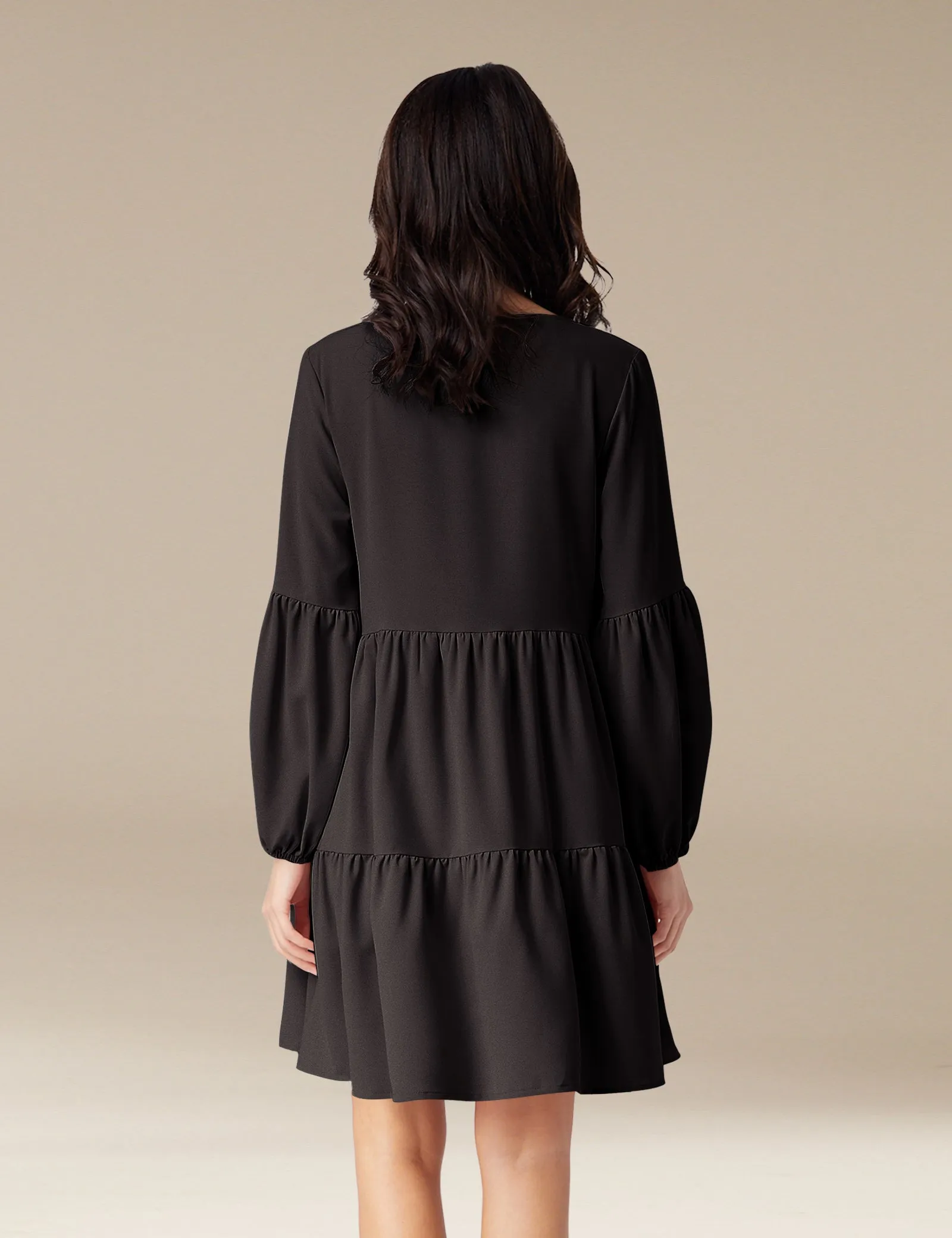 Long Sleeve Casual Tunic Loose Flowy Swing Shift Dress sold by Amoretu product image thumbnail 3
