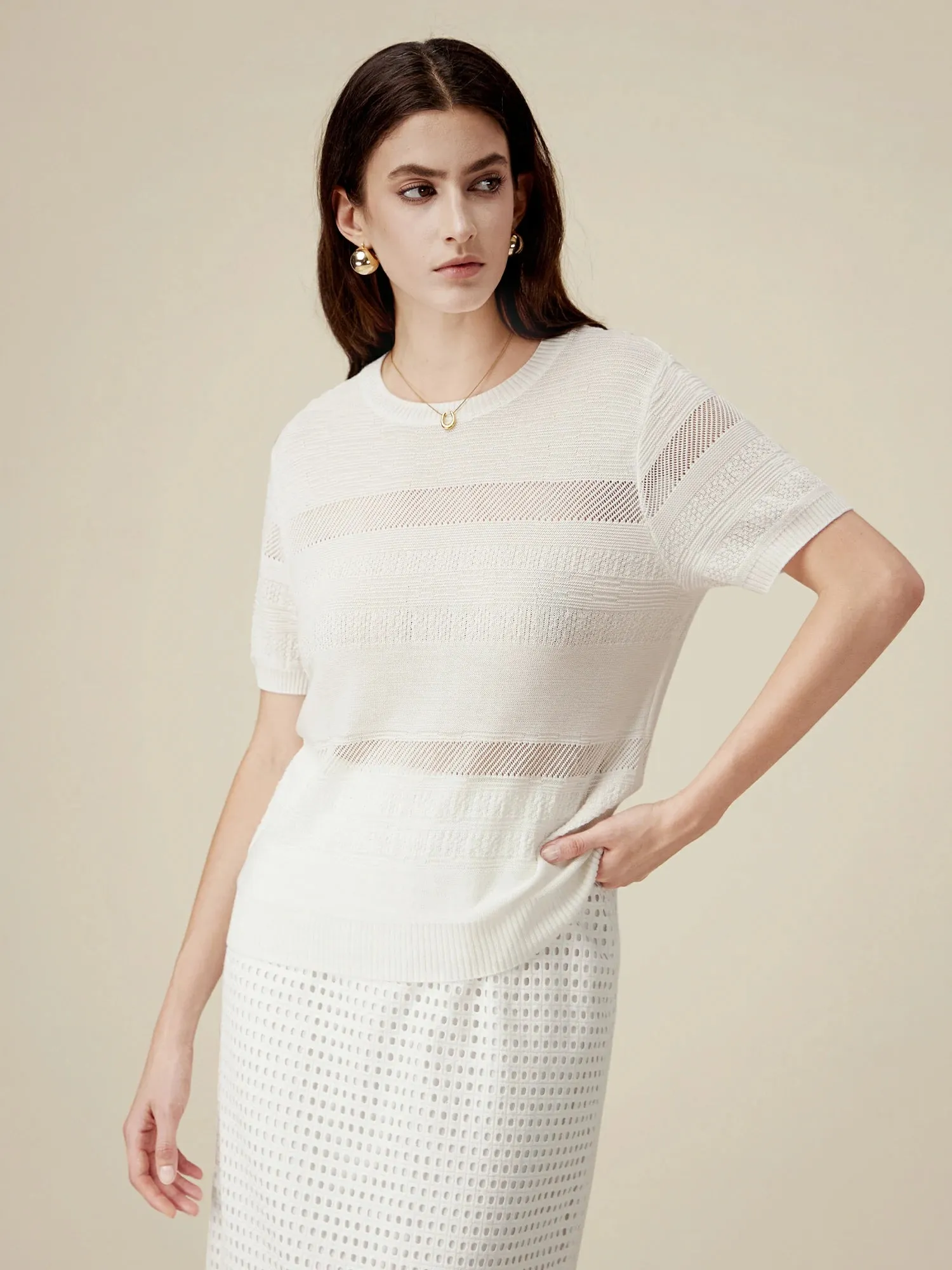 Amoretu 100% Lyocell Hollow Knit Sweater Top sold by Amoretu product image thumbnail 2